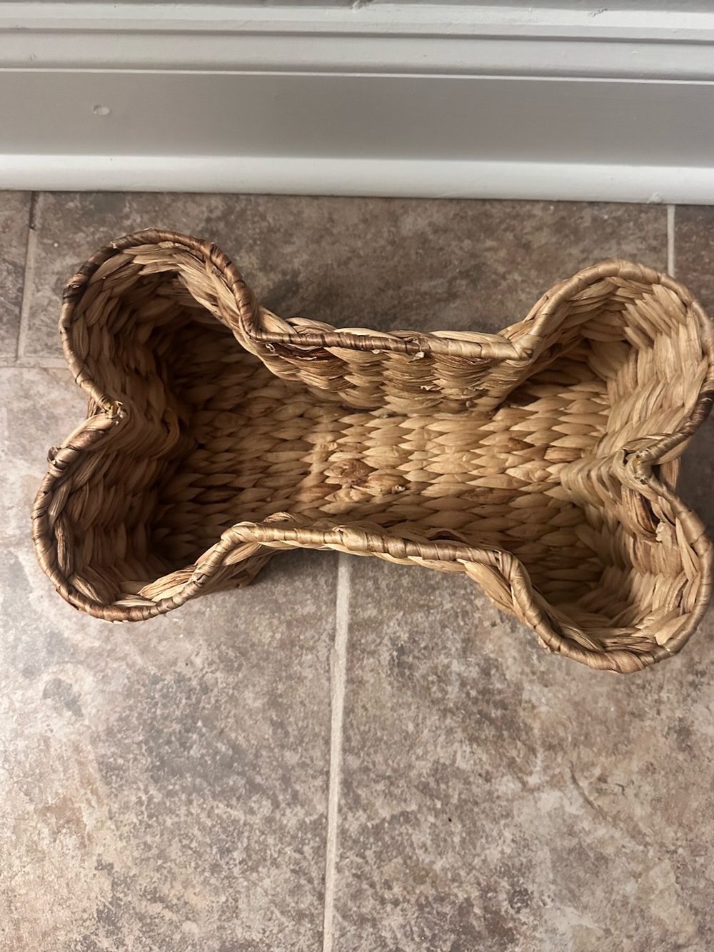 Mini Woven Natural Dog Bone Basket - Home Accents